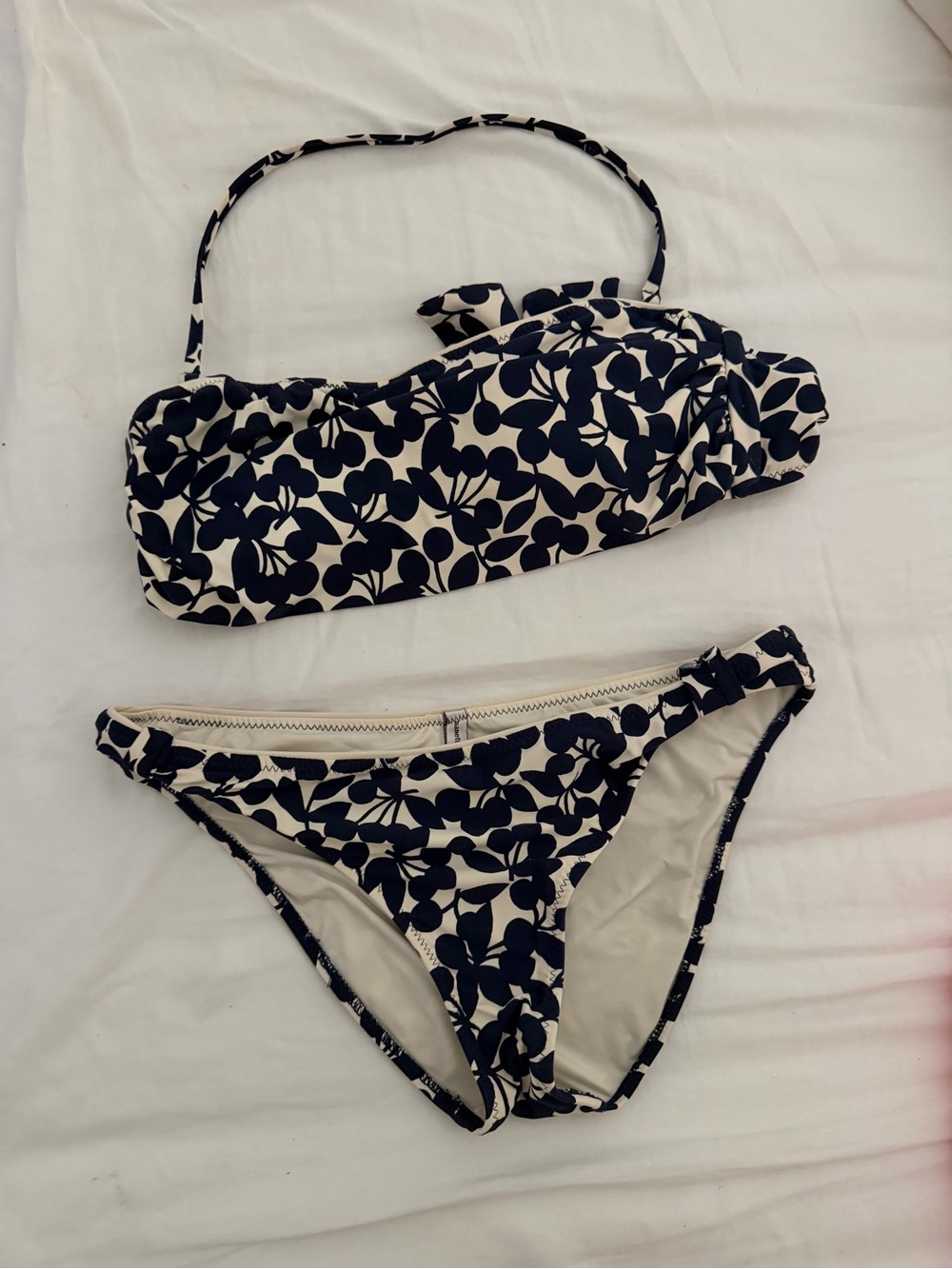 Nanette Lepore Navy and Cream Floral Bandeau Bikini